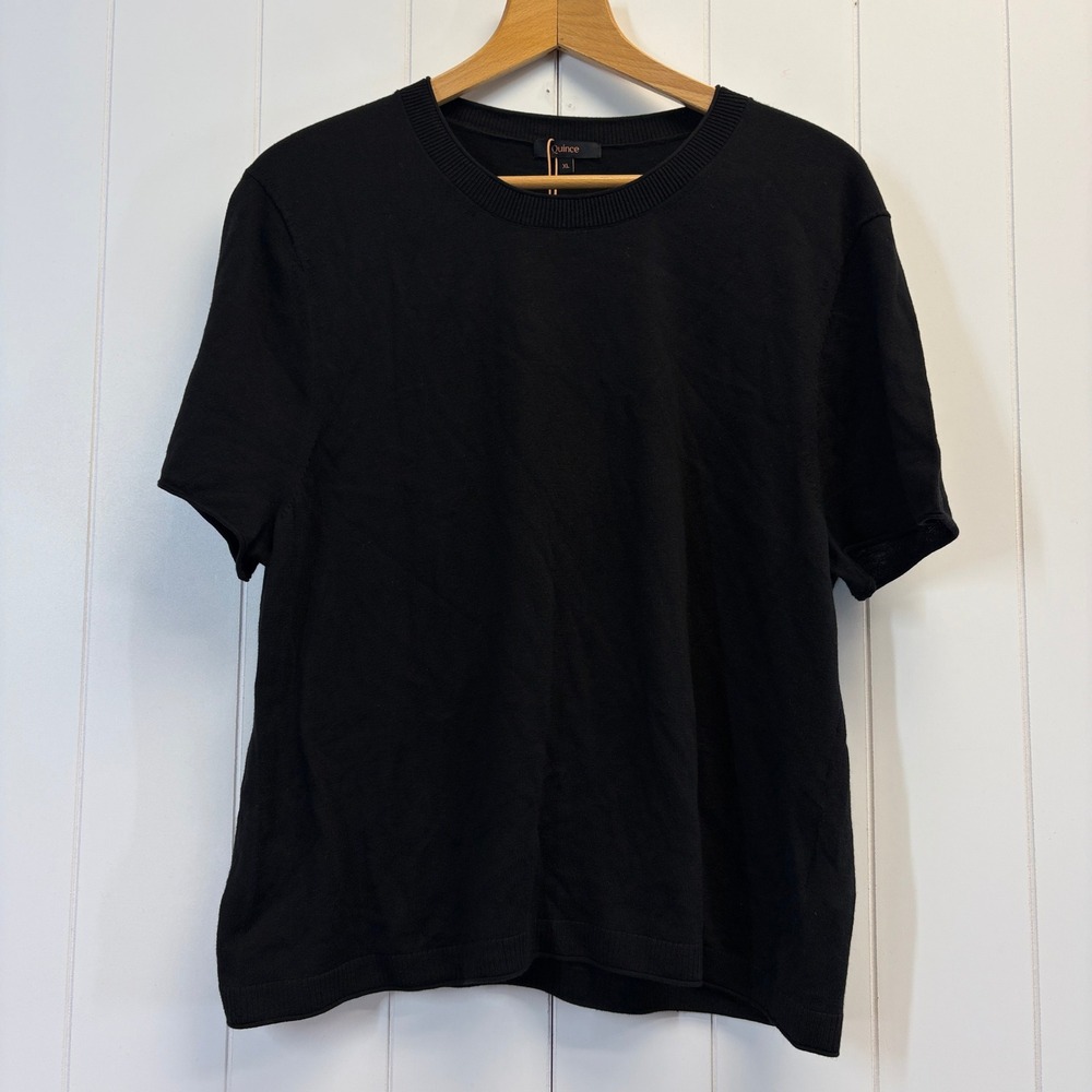 Quince Quiet Luxury Boxy Short Sleeve Sweater Women Size XL Capsule Wardrobe